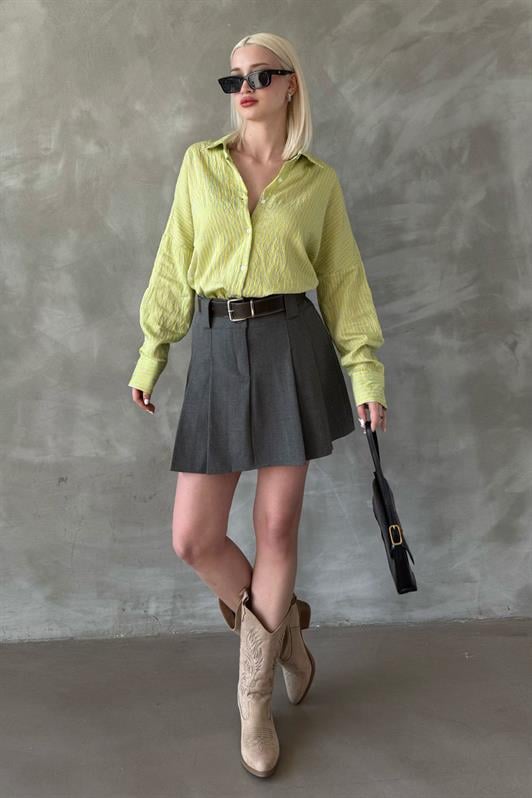 MDX Yellow Striped Oversized Women's Shirt Mg2327 - Alafaya