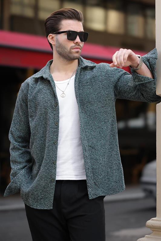 MDX Green Patterned Men's Jacket Shirt E6755 - Terni