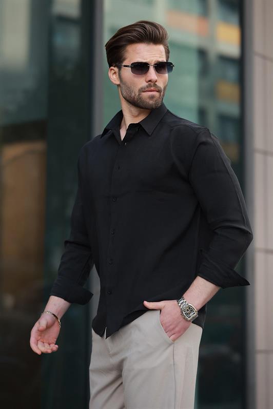 MDX Black Basic Long Sleeve Men's Shirt E6762 - Teijlingen
