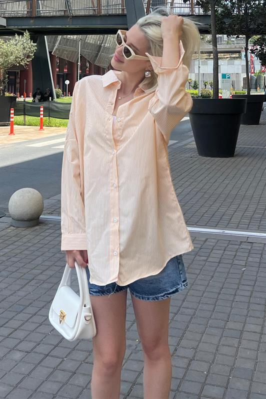 MDX Yellow Striped Over Fit Shirt Mg1525 - South San Francisco
