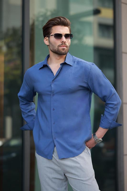 MDX Blue Basic Long Sleeve Men's Shirt E6762 - Bozeman