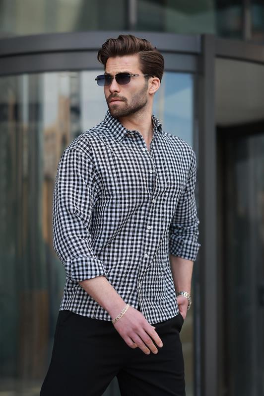 MDX Black Polka Dot Long Sleeve Men's Shirt E6763 - Le Mans