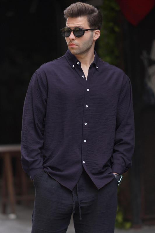 MDX Navy Long Sleeve Oversized Men's Shirt 6735 - Bonn