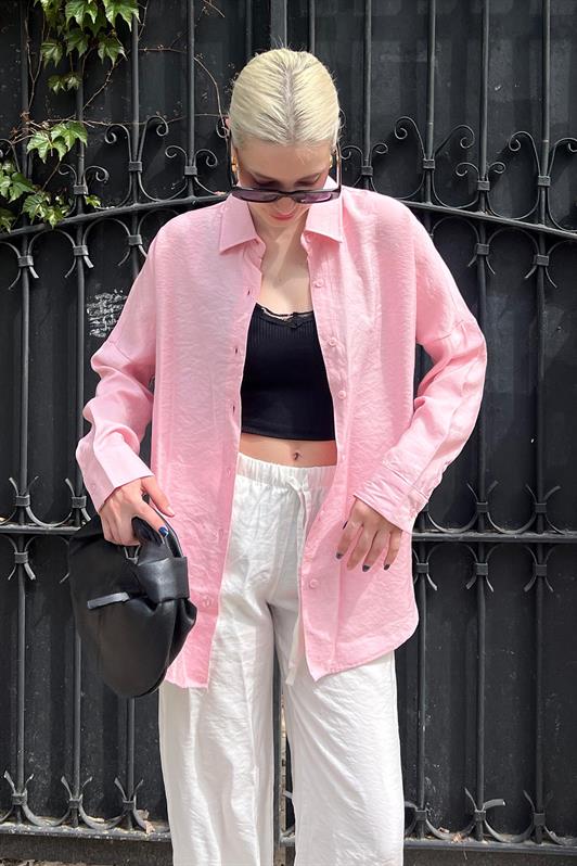 MDX Pink Long Sleeve Oversized Shirt MG2003 - Galátsi