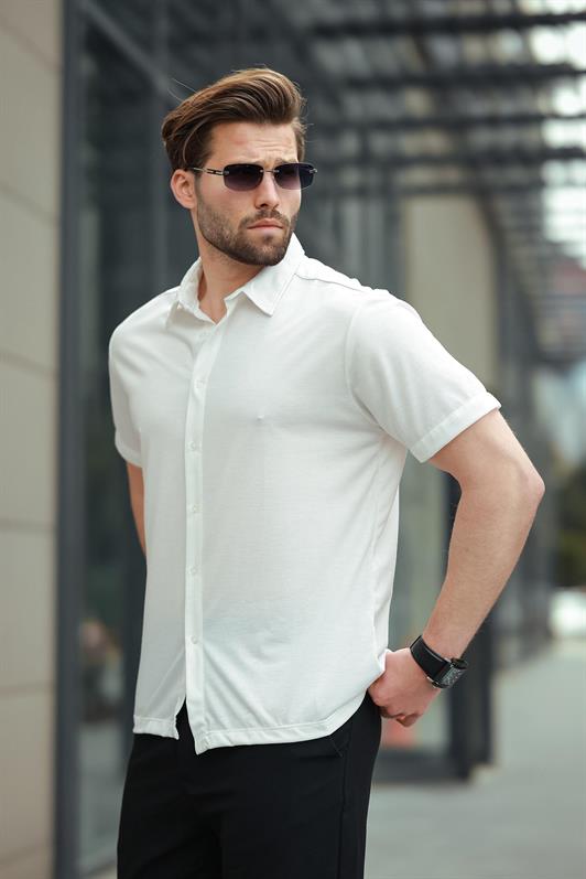 MDX White Basic Short Sleeve Men's Shirt E6760 - Altamira