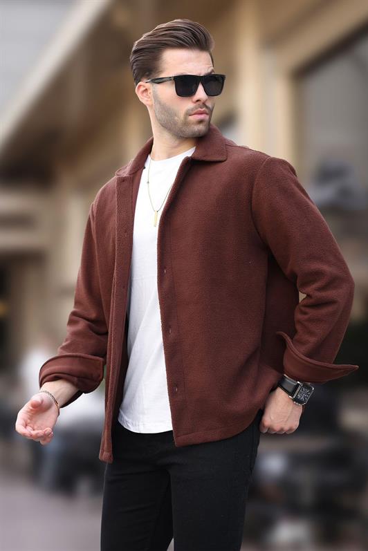 قميص بولار رجالي MDX بني بأزرار 6753 - Wylie
