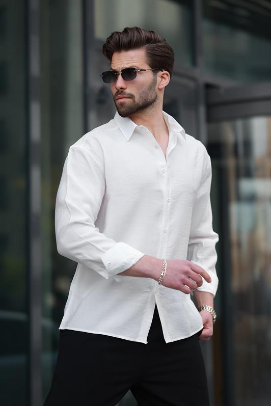 MDX White Basic Long Sleeve Men's Shirt E6762 - Winston-Salem