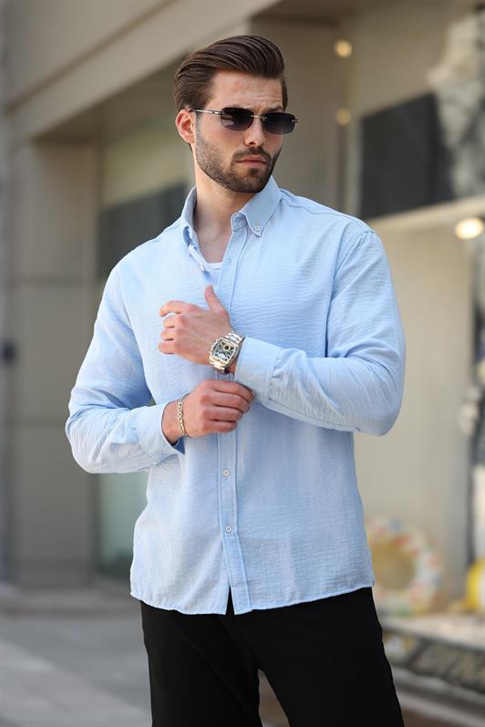 MDX Bebe Mavisi Uzun Kollu Oversize Erkek Gömlek 6735 - Progreso