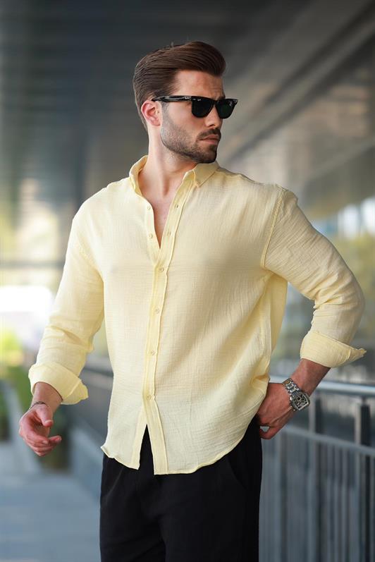 MDX Yellow Basic 100% Cotton Long Sleeve Men's Shirt E6761 - Eastchester