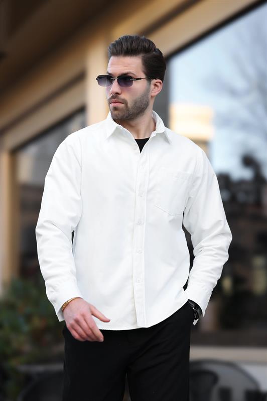 MDX White Men's Shirt with Fleece Lining E6759 - Guadalupe