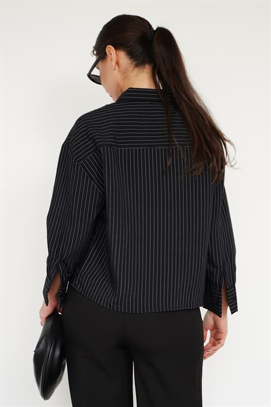 MDX Black Striped Oversized Women's Shirt MG2093 - Teruel