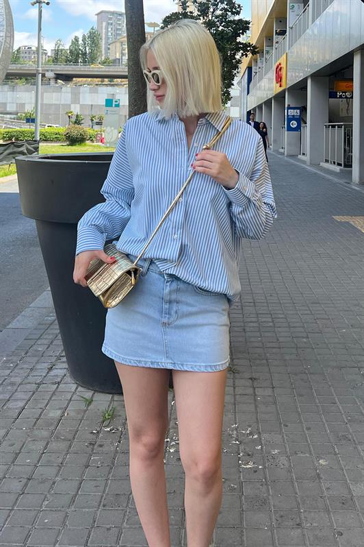 MDX Blue Striped Oversized Shirt Mg1525 - Châtenay-Malabry