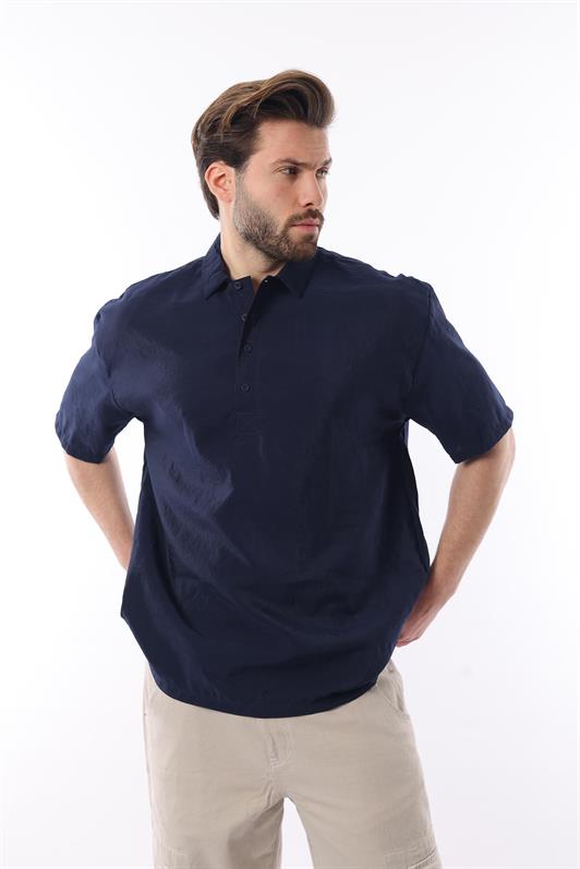 MDX Navy Blue Oversize Comfort Fit Short Sleeve Shirt 6744 - La Seyne-sur-Mer