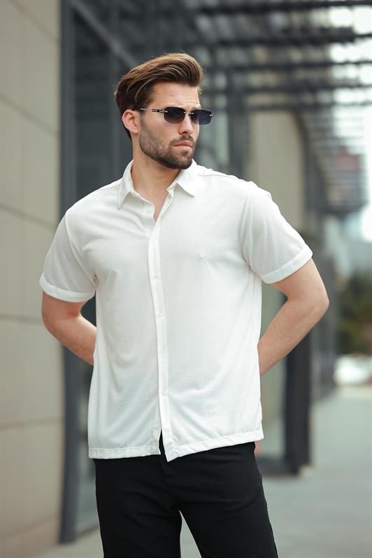 MDX White Basic Short Sleeve Men's Shirt E6760 - Altamira