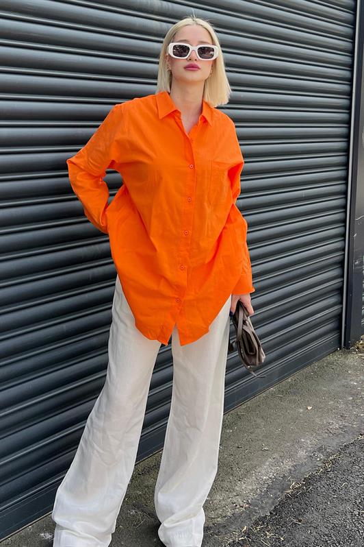 MDX Orange Oversize Basic Pocket Poplin Shirt MG1530 - Indian Trail