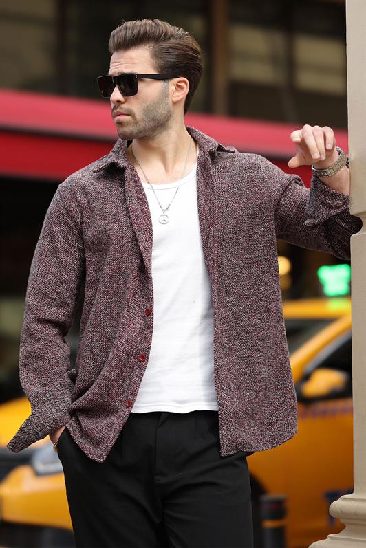 MDX Red Patterned Men's Jacket Shirt E6755 - Rouen