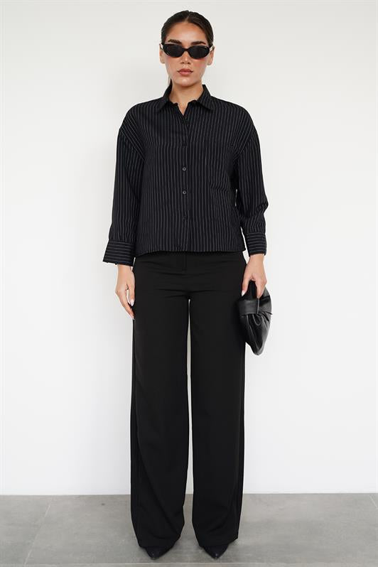 MDX Black Striped Oversized Women's Shirt MG2093 - Teruel