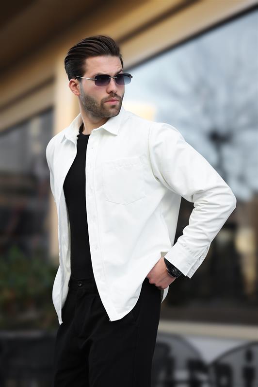 MDX White Men's Shirt with Fleece Lining E6759 - Guadalupe