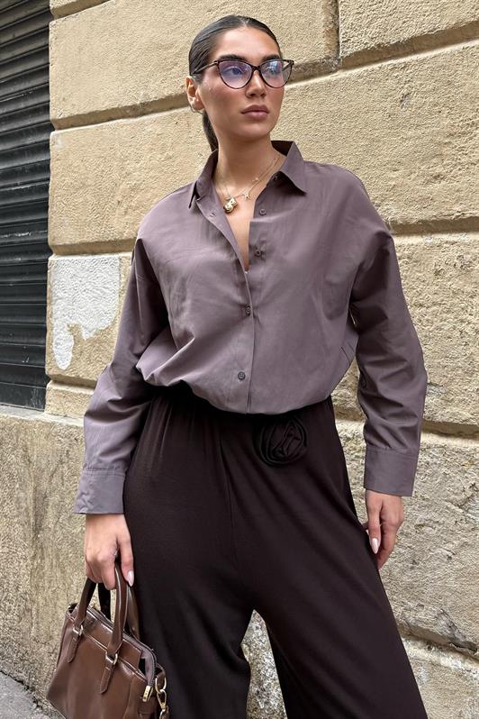 MDX Brown Basic Women's Shirt Mg2355 - Terni