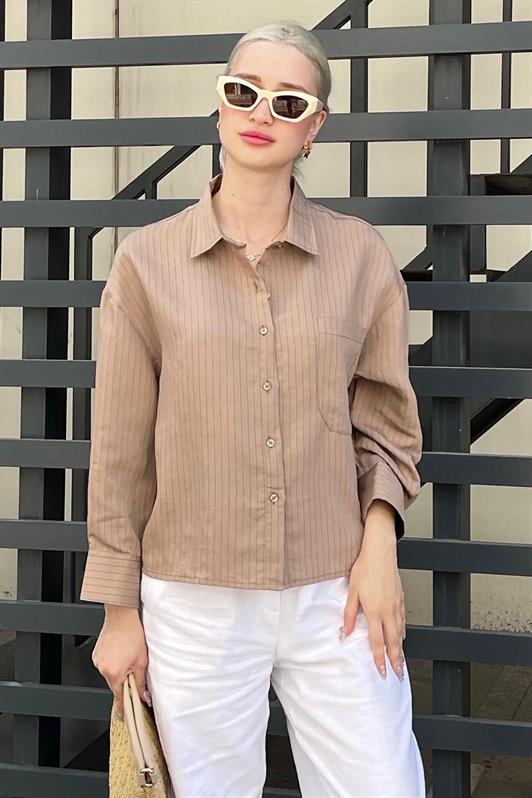 MDX Camel Striped Oversized Women's Shirt MG2093 - Kingston upon Hull