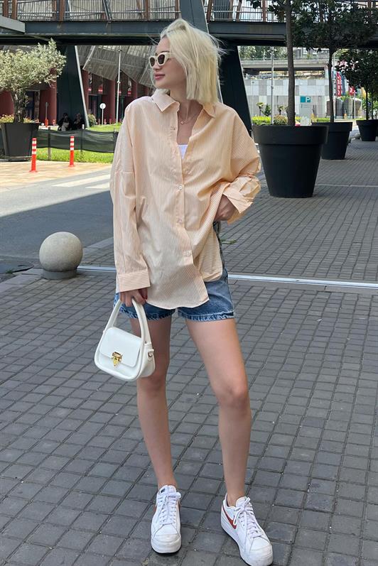 MDX Yellow Striped Over Fit Shirt Mg1525 - South San Francisco