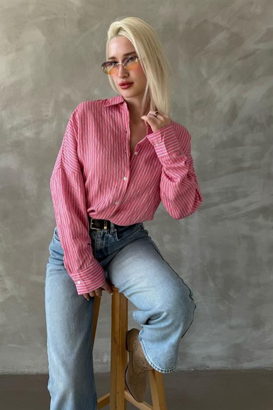 MDX Pink Striped Oversized Women's Shirt Mg2327 - Neustadt