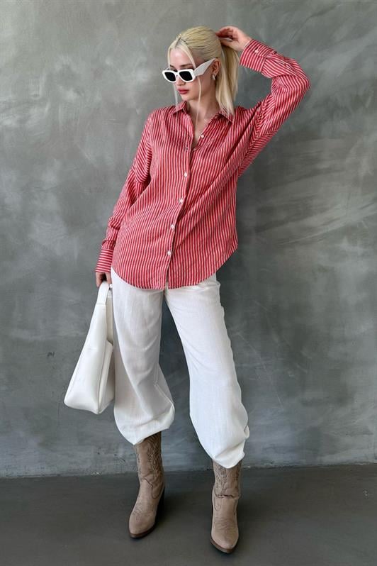 MDX Tile Striped Oversized Women's Shirt Mg2327 - Simferopol