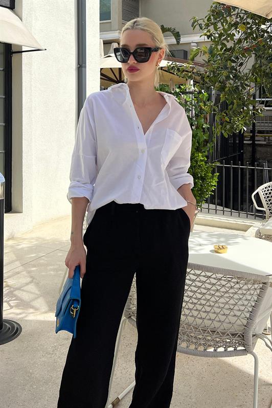 MDX White Oversize Basic Pocketed Poplin Shirt MG1530 - Šiauliai