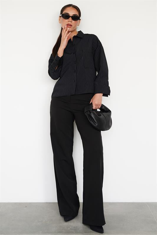 MDX Black Striped Oversized Women's Shirt MG2093 - Teruel