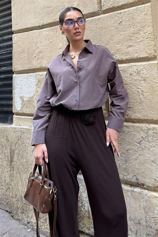 MDX Brown Basic Women's Shirt Mg2355 - Terni