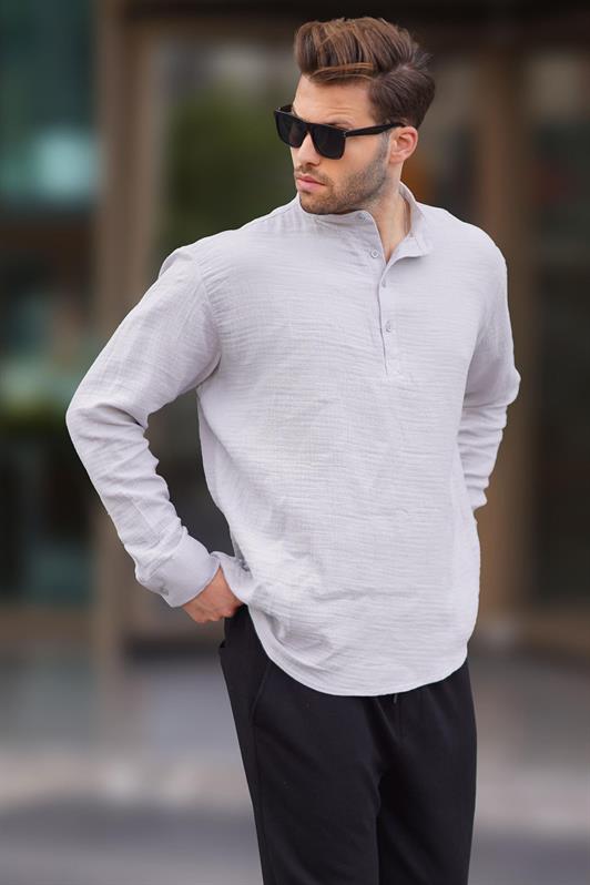 MDX Men's Gray Muslin Long Sleeve Shirt 6742 - St. Albert