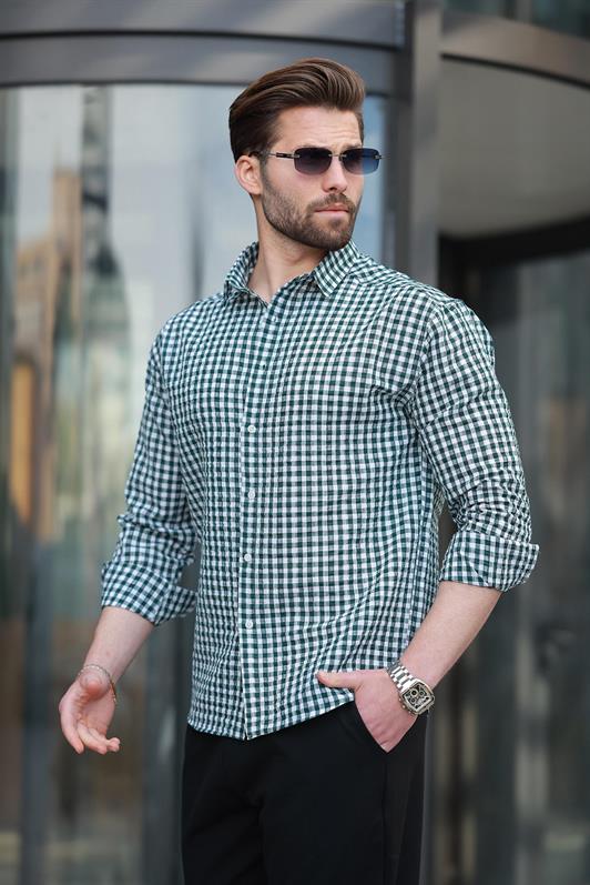 MDX Green Checkered Long Sleeve Men's Shirt E6763 - Mira