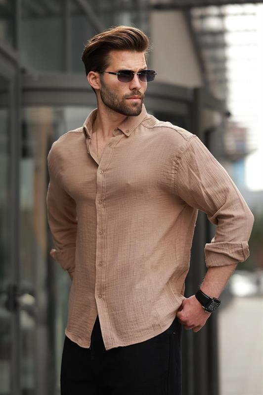 MDX Camel Basic 100% Cotton Long Sleeve Men's Shirt E6761 - Voznesensk