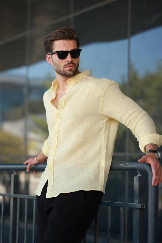 MDX Yellow Basic 100% Cotton Long Sleeve Men's Shirt E6761 - Eastchester