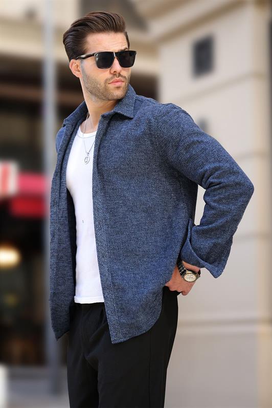 MDX Navy Patterned Men's Jacket Shirt E6755 - Brookline