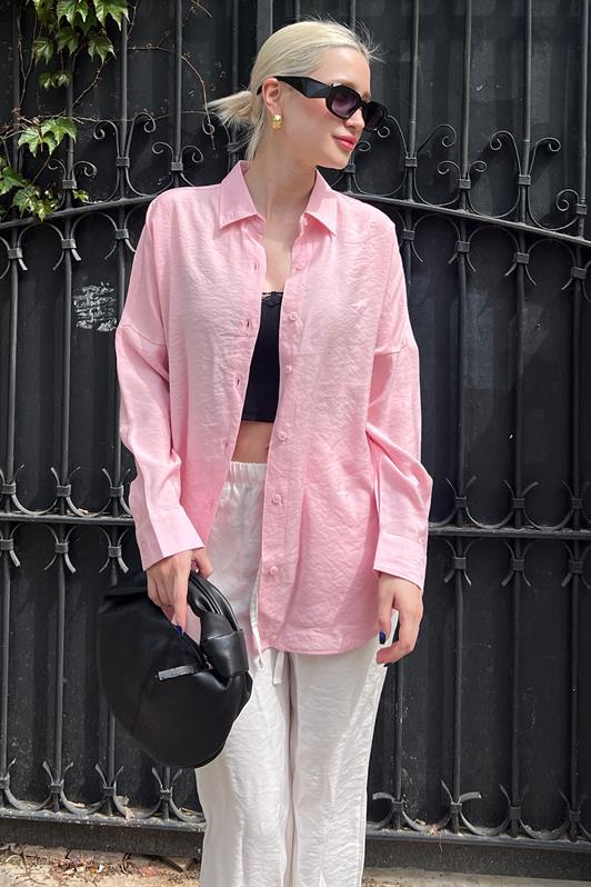 MDX Pink Long Sleeve Oversized Shirt MG2003 - Galátsi