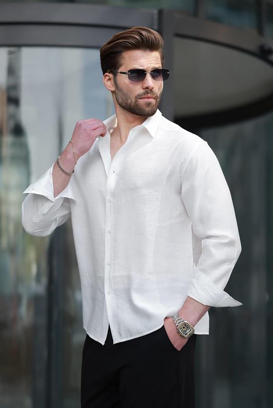 MDX White Basic Long Sleeve Men's Shirt E6762 - Winston-Salem