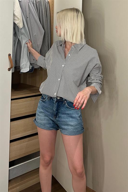 MDX Black Striped Oversized Shirt MG1525 - La Spezia