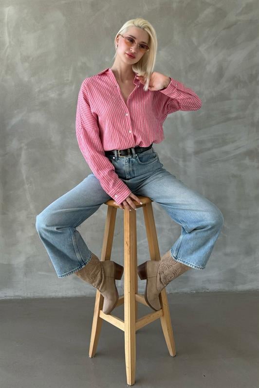 MDX Pink Striped Oversized Women's Shirt Mg2327 - Neustadt