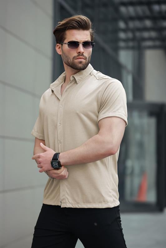 MDX Beige Basic Short Sleeve Men's Shirt E6760 - Torrance