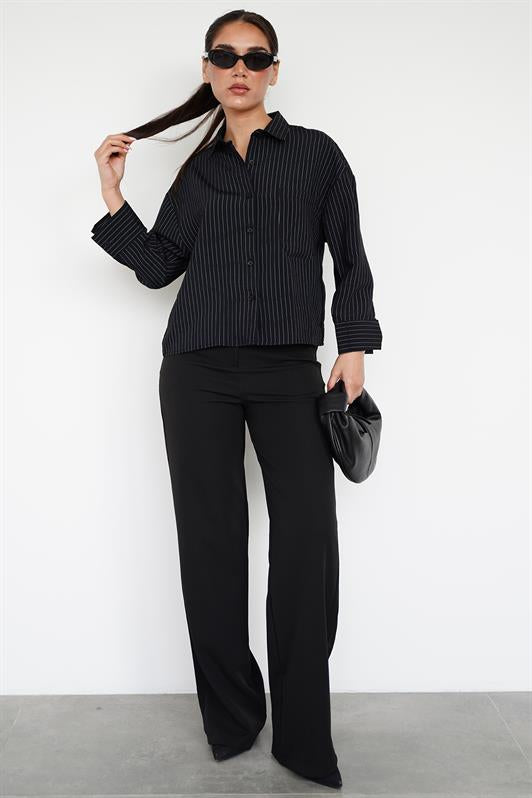 MDX Black Striped Oversized Women's Shirt MG2093 - Teruel