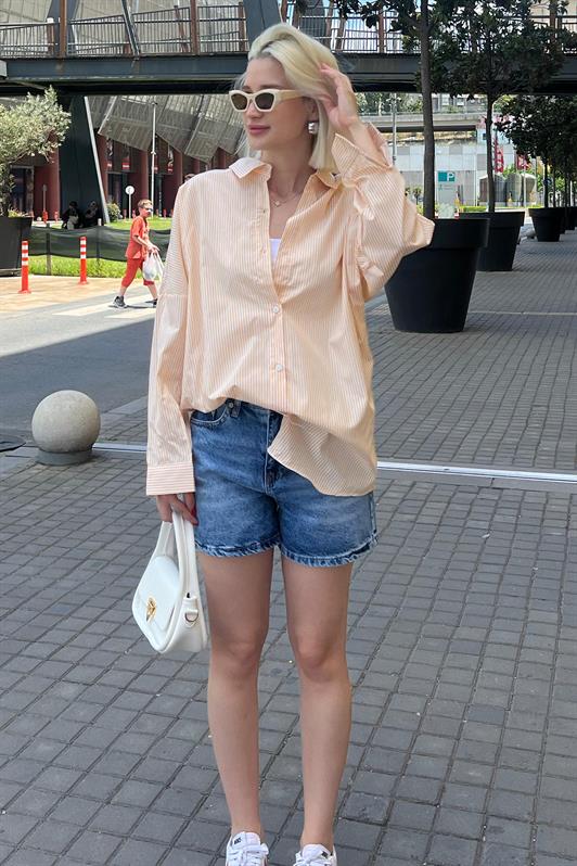 MDX Yellow Striped Over Fit Shirt Mg1525 - South San Francisco