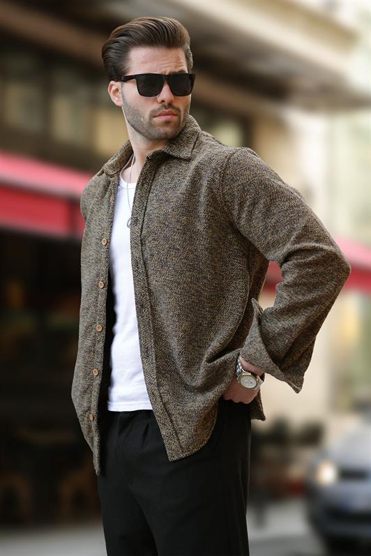 MDX Yellow Patterned Men's Jacket Shirt E6755 - Ciudad Apodaca