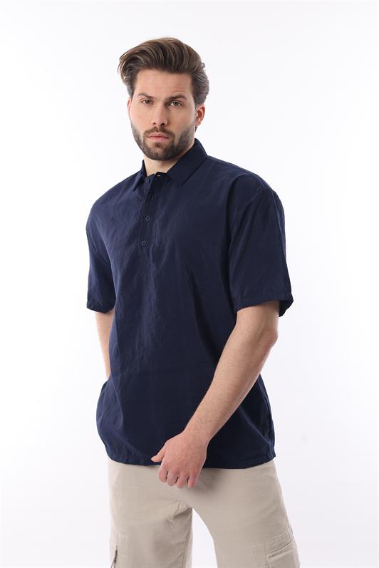 MDX Navy Blue Oversize Comfort Fit Short Sleeve Shirt 6744 - La Seyne-sur-Mer