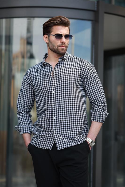 MDX Black Polka Dot Long Sleeve Men's Shirt E6763 - Le Mans