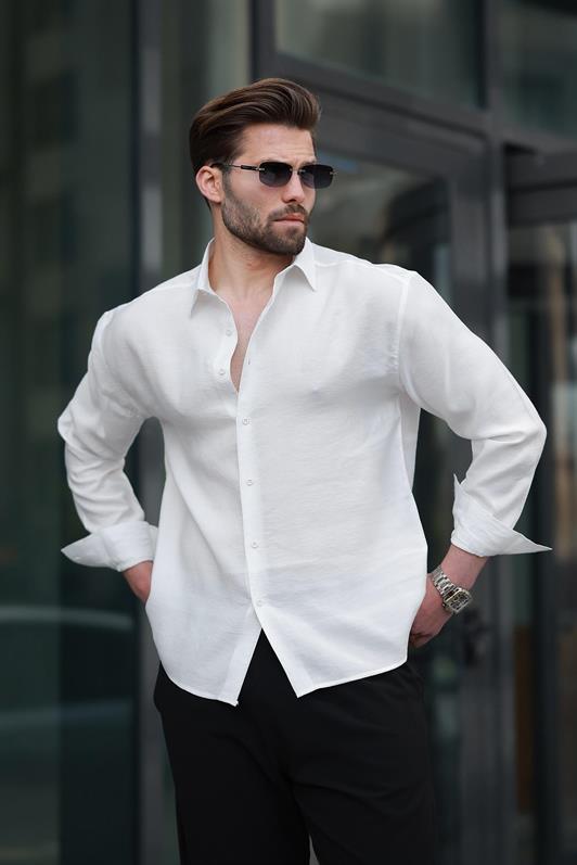 MDX White Basic Long Sleeve Men's Shirt E6762 - Winston-Salem