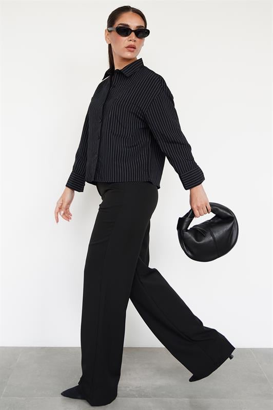MDX Black Striped Oversized Women's Shirt MG2093 - Teruel