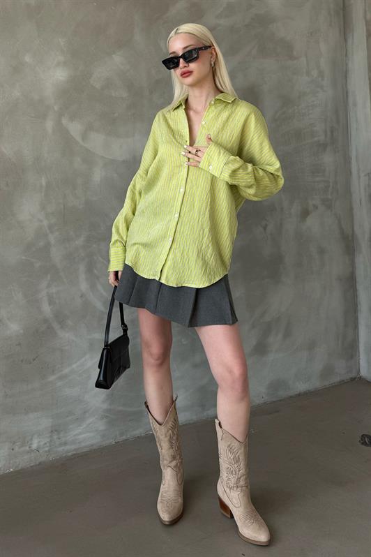 MDX Yellow Striped Oversized Women's Shirt Mg2327 - Alafaya