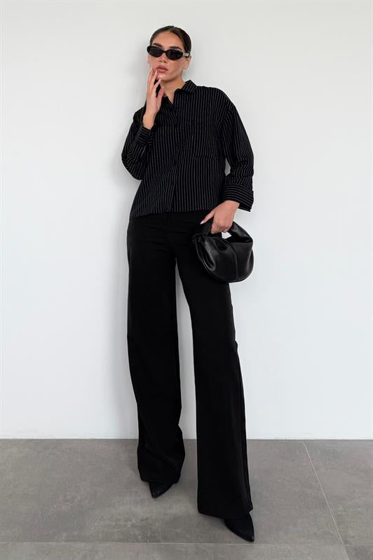 MDX Black Striped Oversized Women's Shirt MG2093 - Teruel