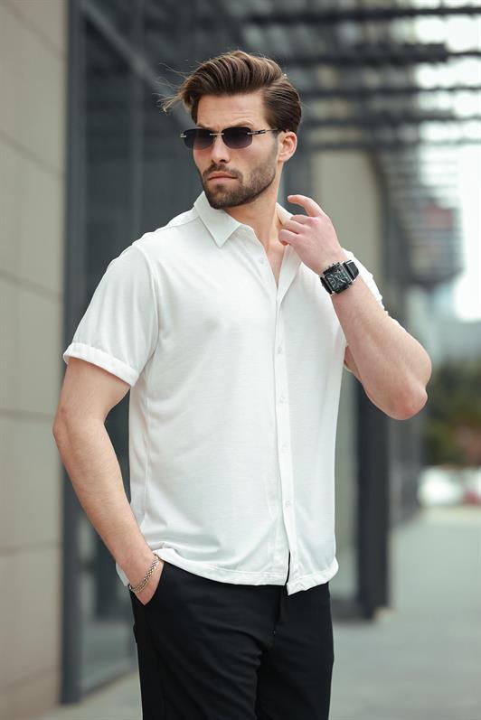 MDX White Basic Short Sleeve Men's Shirt E6760 - Altamira